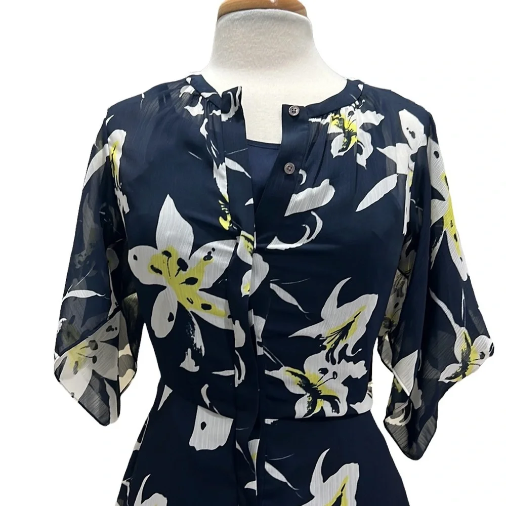 Club Monaco Blue Floral Print Dress Size 00